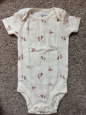 Carter's Cream One-Piece Bodysuit with Pink & Brown Critter Print